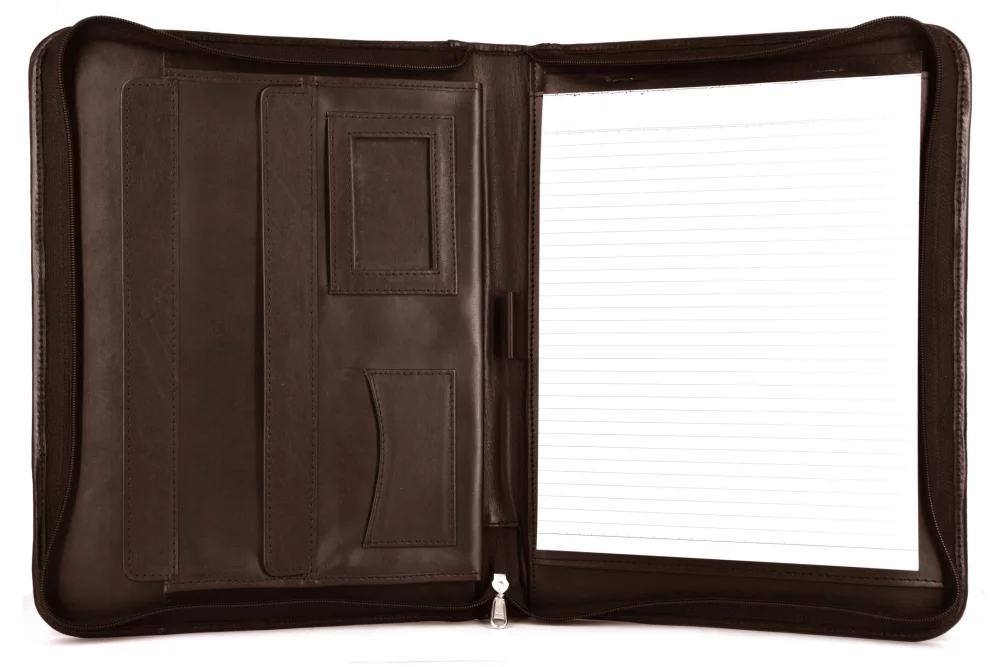 Ashlin® Designer Copperfield Espresso Brown Zippered Portfolio w/Inside Gusseted Pocket