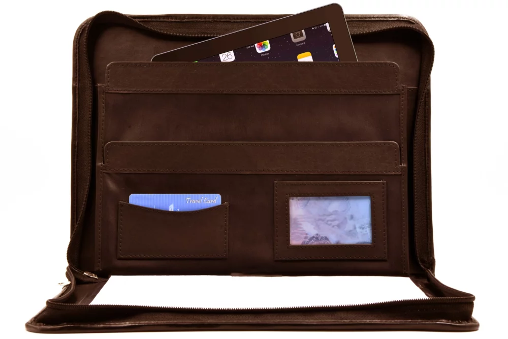 Ashlin® Designer Copperfield Espresso Brown Zippered Portfolio w/Inside Gusseted Pocket