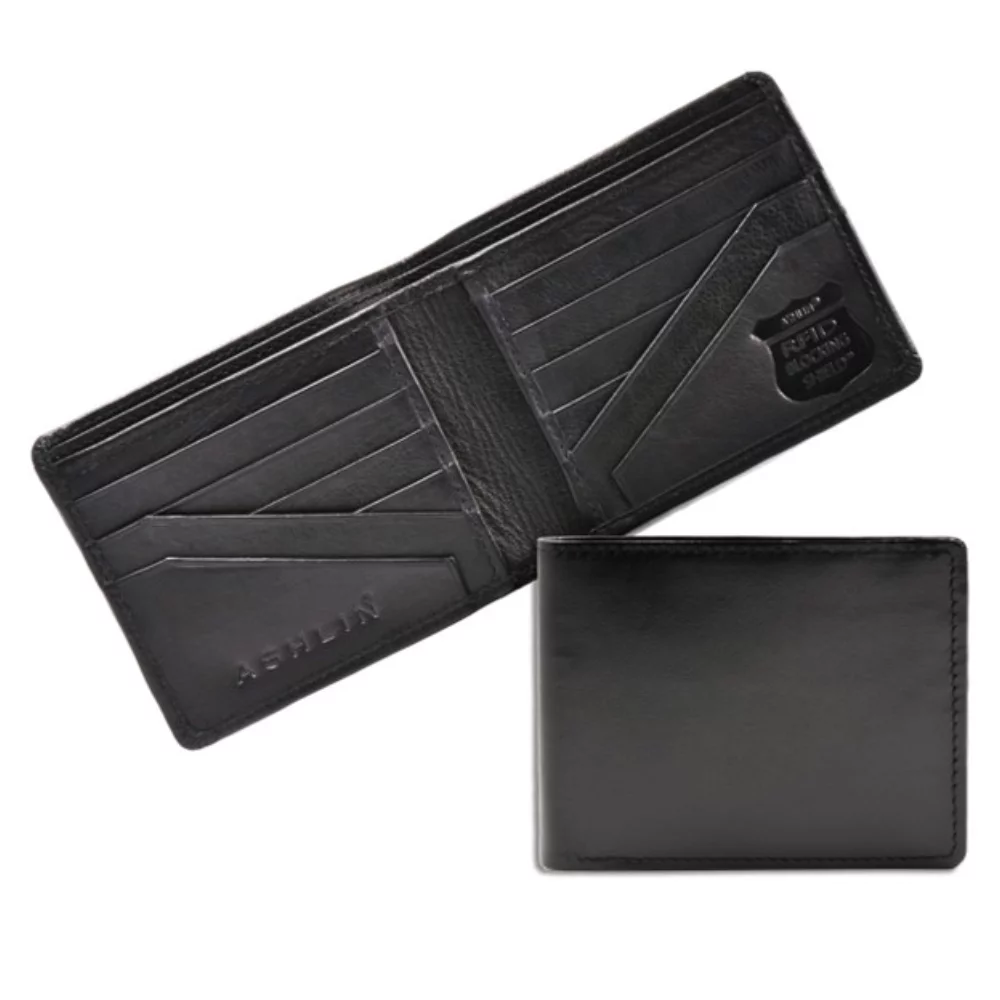 Ashlin® Designer Barron Men's RFID Blocking Napa Cowhide Wallet w/Angled Pocket