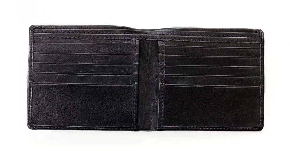 Portefeuille en cuir végétalien noir minuit pour homme de designer Ashlin®