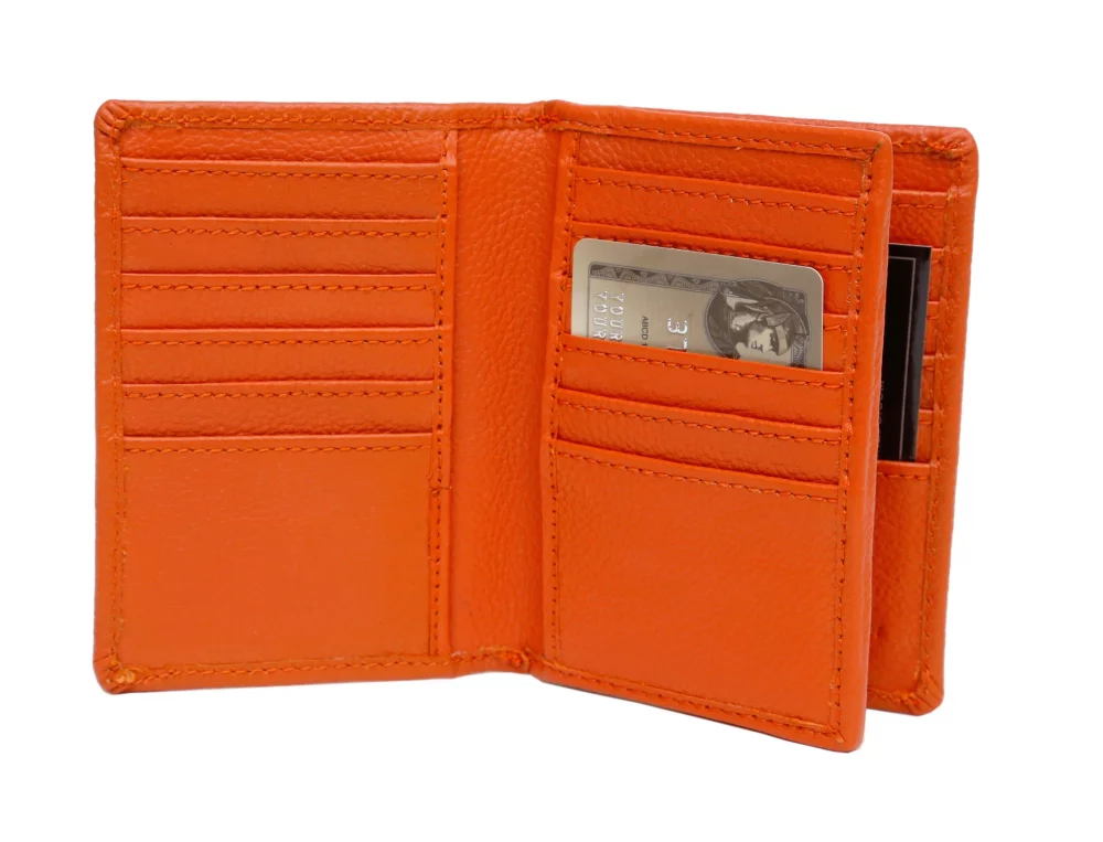 Ashlin® Designer Abriella Tangerine Orange Pebbled Cowhide Card Wallet w/24-Pocket Storage