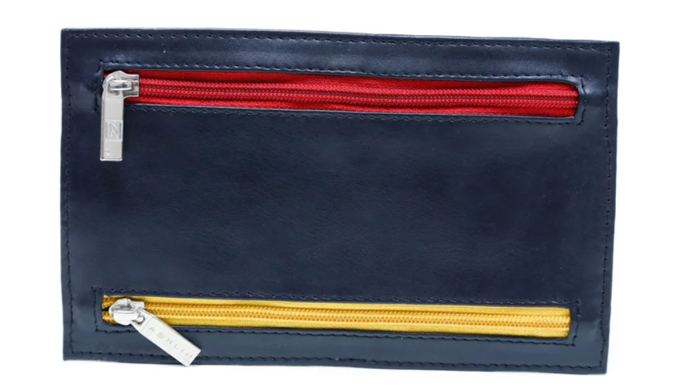 Portefeuille à devises zippé Ashlin® Designer Colorado Midnight Black avec 4 fermetures éclair