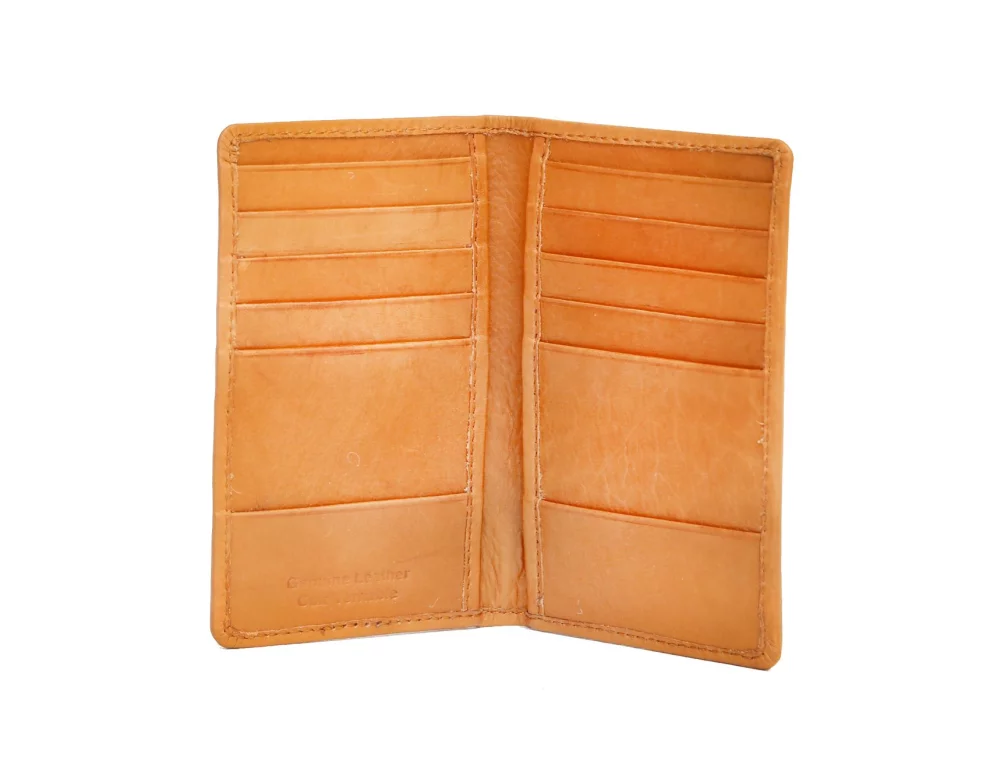 Ashlin® Designer Colchester British Tan Vertical Slim Wallet w/12 Card Pockets