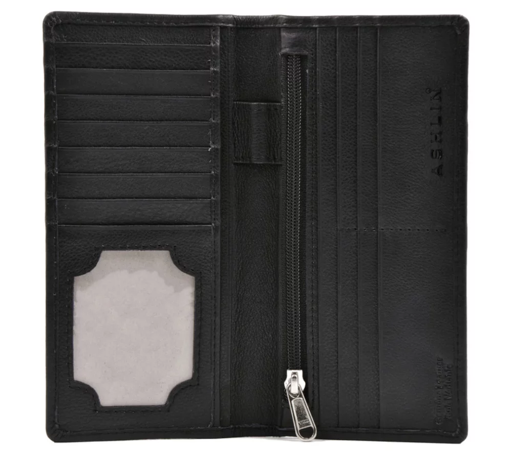 Ashlin® Designer Aidan Midnight Black Slim 12 Card Pocket Wallet