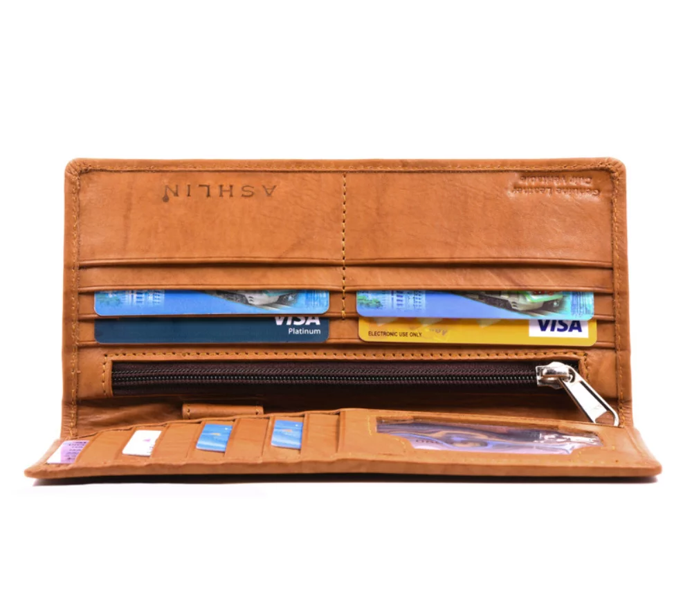 Ashlin® Designer Aidan British Tan Slim 12 Card Pocket Wallet