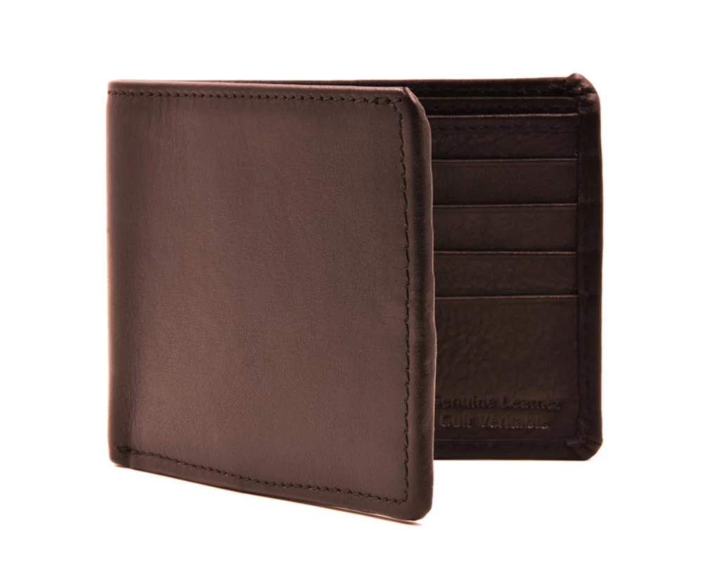 Portefeuille slim bi-fold Alvin 8 poches pour homme de designer Ashlin® en brun expresso