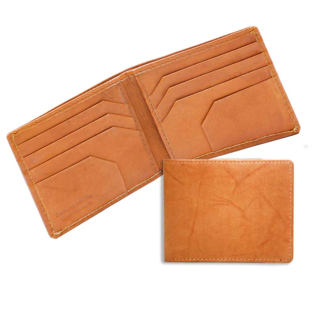 Portefeuille slim à 8 poches Alvin Tuscany de designer Ashlin® pour hommes en cuir tan britannique.