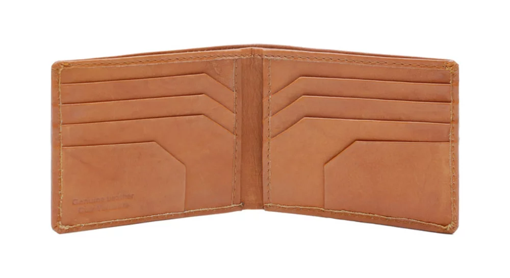 Portefeuille slim à 8 poches Alvin Tuscany de designer Ashlin® pour hommes en cuir tan britannique.