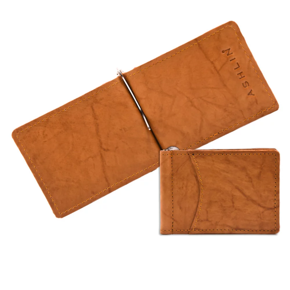 Ashlin® Designer Anwell British Tan 2-Pocket Money Clip Wallet