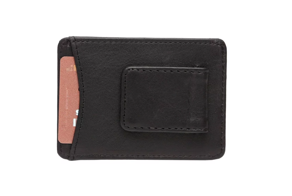 Portefeuille à pince à billets Ashlin® Designer Jett Midnight Black avec 2 poches pour cartes