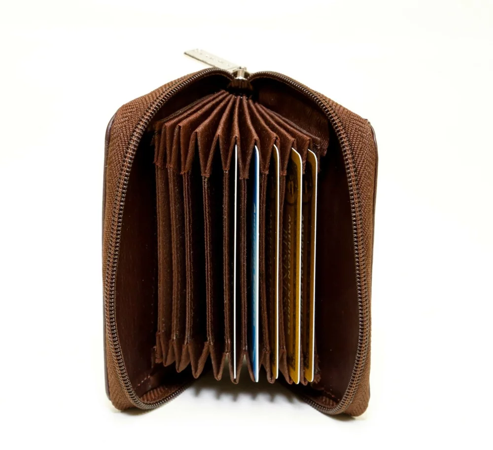 Portefeuille à cartes accordéon de designer Ashlin® Akelina Expresso Brown