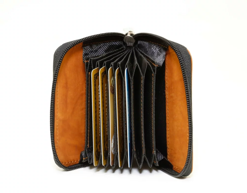 Ashlin® Designer Akelina Black/Tan Accordion Card Wallet