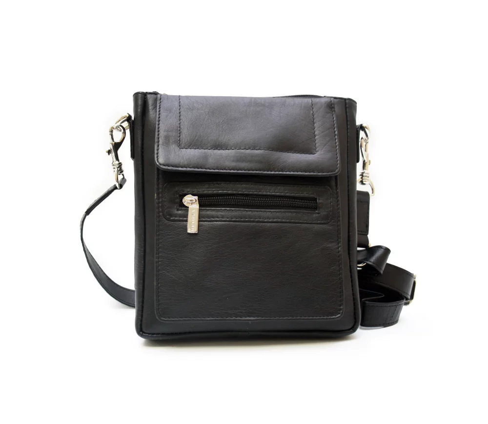 Ashlin® Designer Taysha Unisex Midnight Black Crossbody Flapover Satchel Shoulder Bag