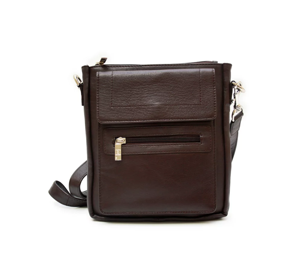Ashlin® Designer Taysha Unisex Espresso Brown Crossbody Flapover Satchel Shoulder Bag
