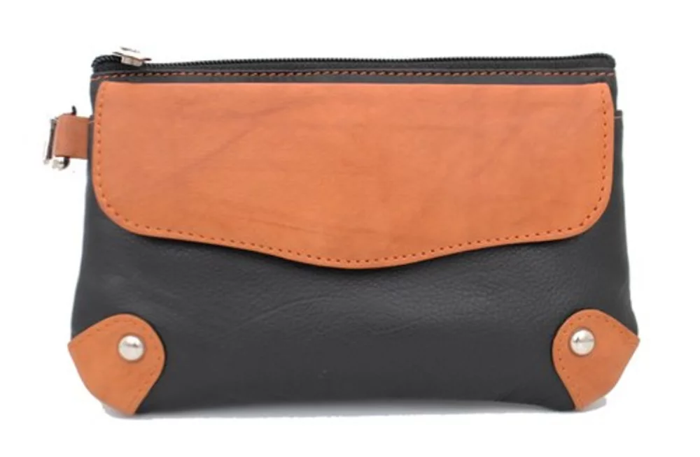 Ashlin® Designer Black/Tan Catarine Mini Cosmetic & Phone Wristlet