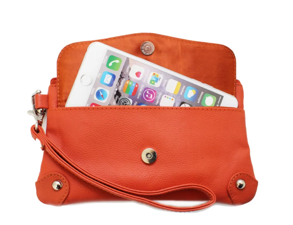 Ashlin® Designer Tangerine Orange Catarine Mini Cosmetic & Phone Wristlet