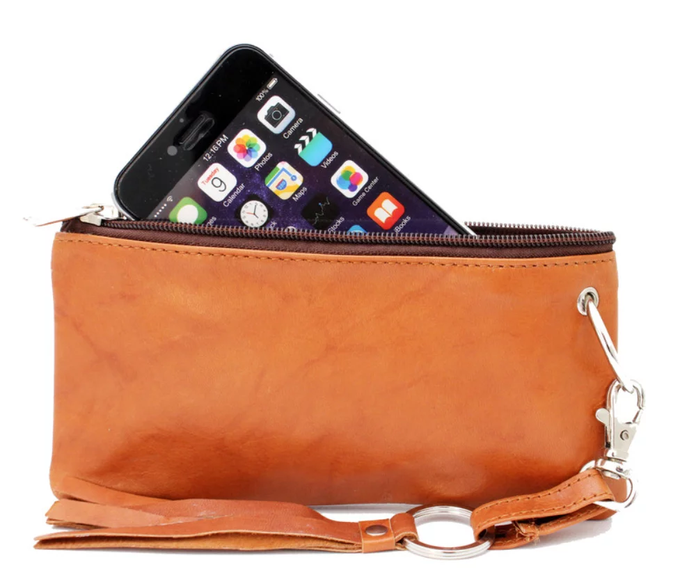 Ashlin® Designer Destiny British Tan Tuscany Cowhide Cosmetic & Phone Wristlet