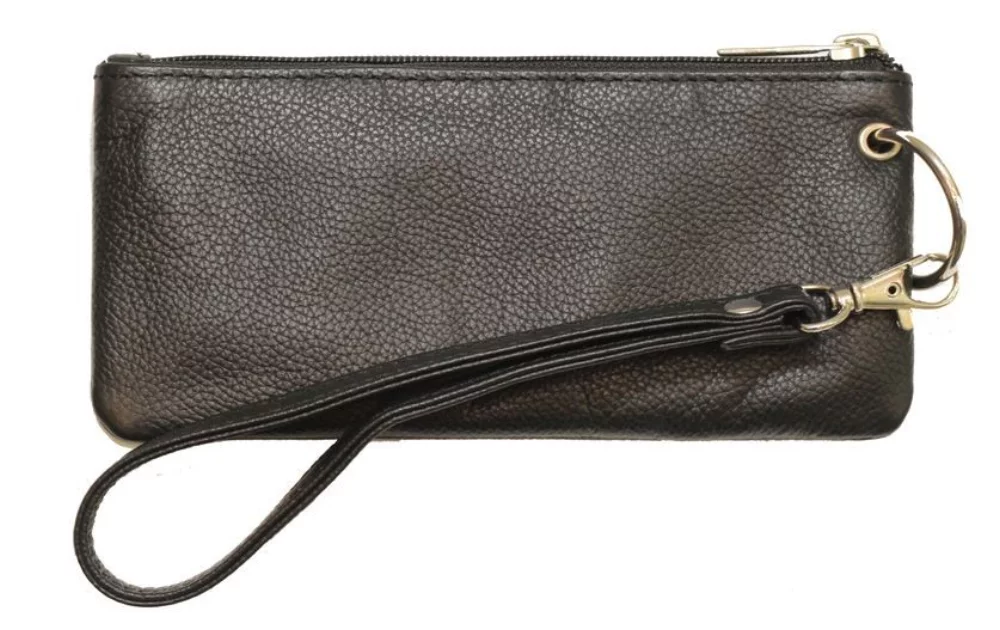 Ashlin® Designer Destiny Midnight Black Mini Cowhide Cosmetic & Phone Wristlet
