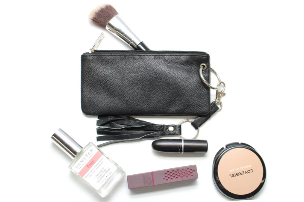 Ashlin® Designer Destiny Midnight Black Mini Cowhide Cosmetic & Phone Wristlet