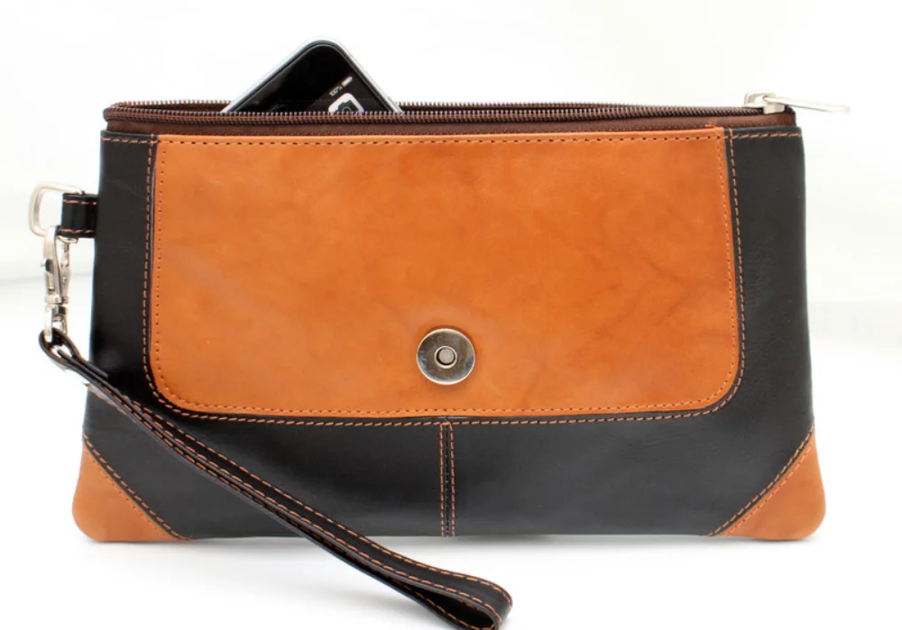 Ashlin® Designer Natasha Black/Tan Mid Sized Wristlet