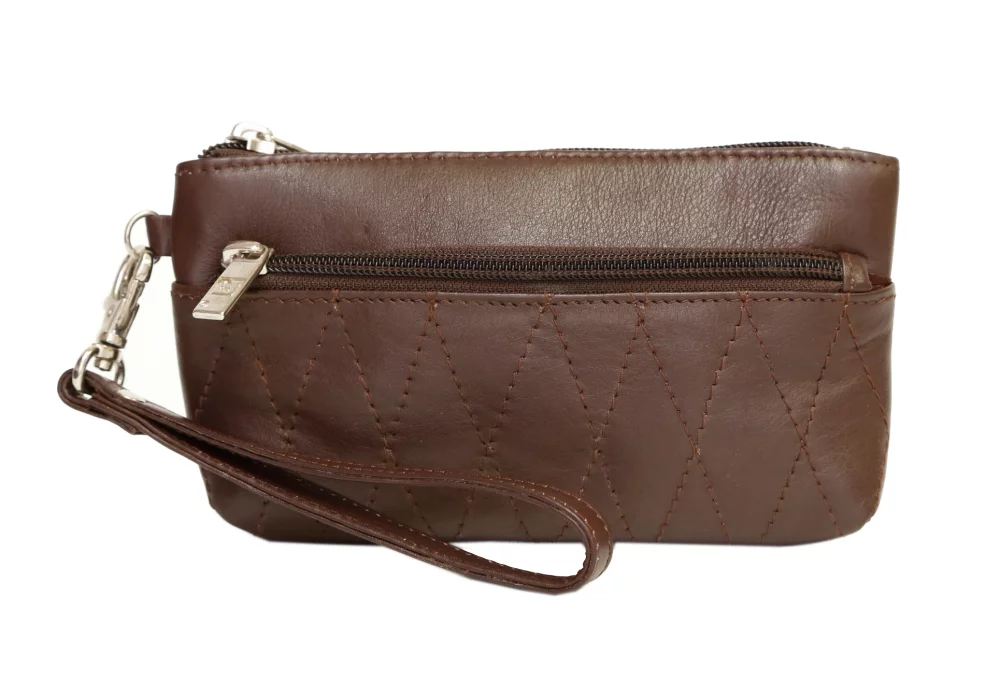 Ashlin® Ladies Elaine Espresso Brown Small Wristlet & Toiletry Bag w/Quilted Finish