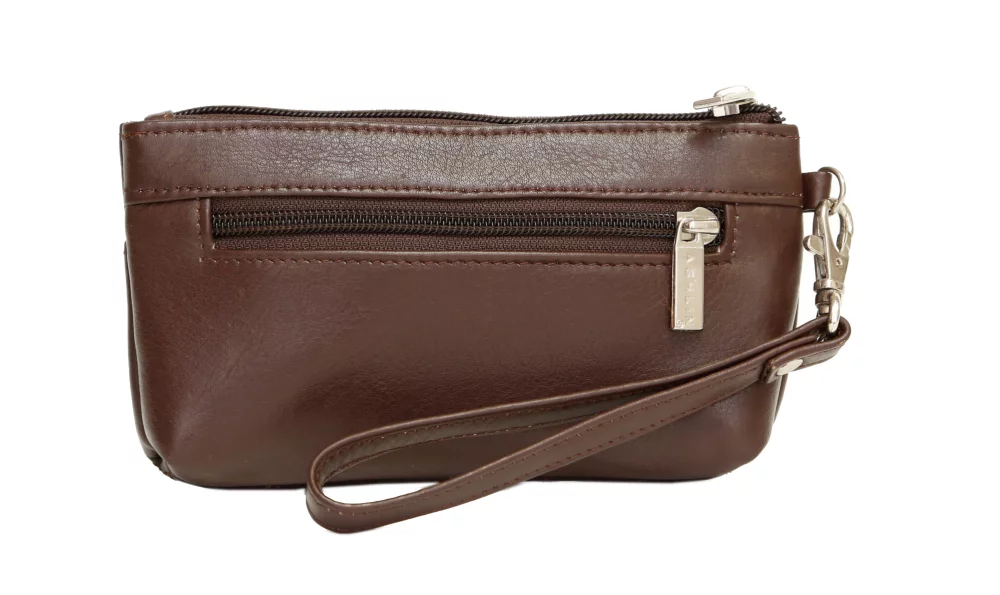 Ashlin® Ladies Elaine Espresso Brown Small Wristlet & Toiletry Bag w/Quilted Finish