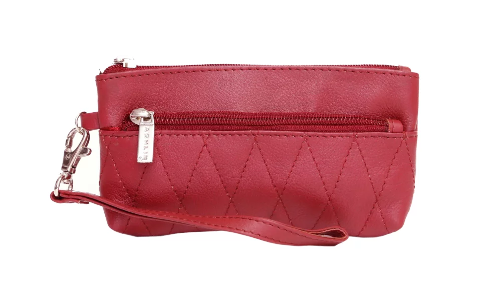 Ashlin® Ladies Elaine Cranberry Red Small Wristlet & Toiletry Bag w/Quilted Finish