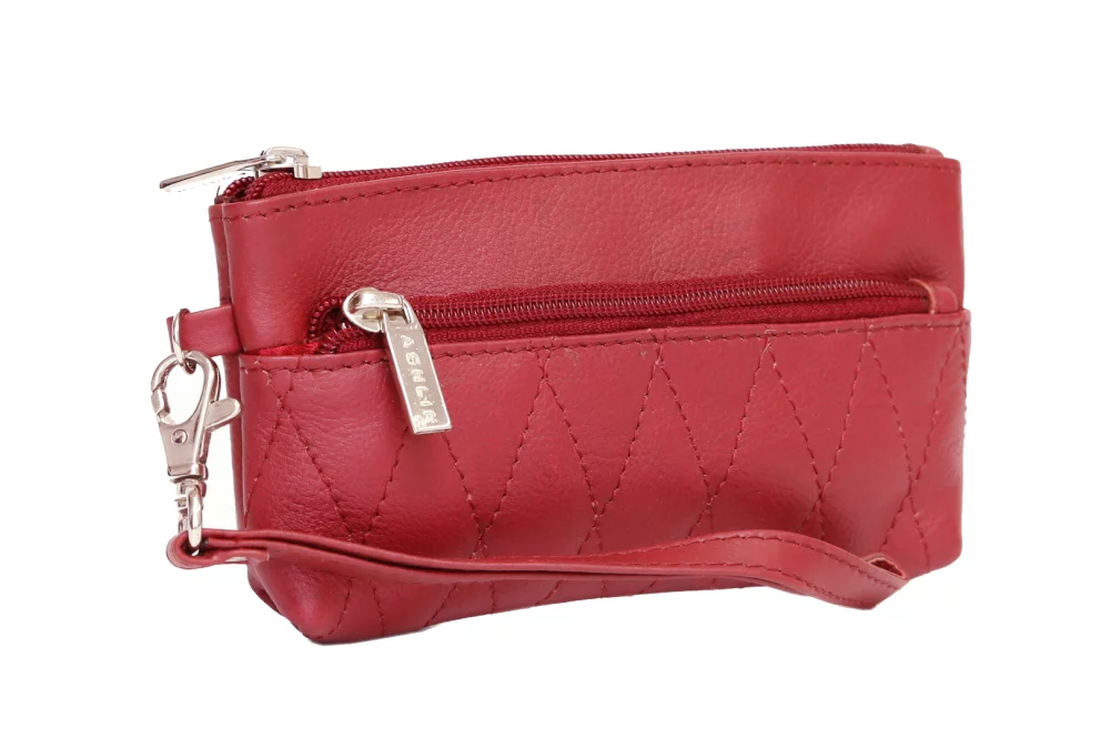 Ashlin® Ladies Elaine Cranberry Red Small Wristlet & Toiletry Bag w/Quilted Finish