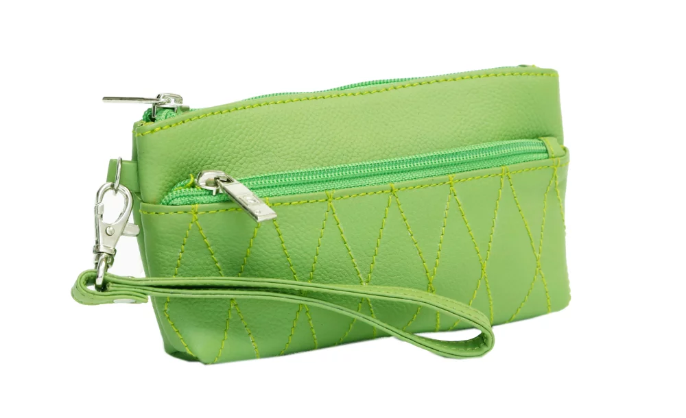 Ashlin® Ladies Elaine Lime Green Small Wristlet & Toiletry Bag w/Quilted Finish