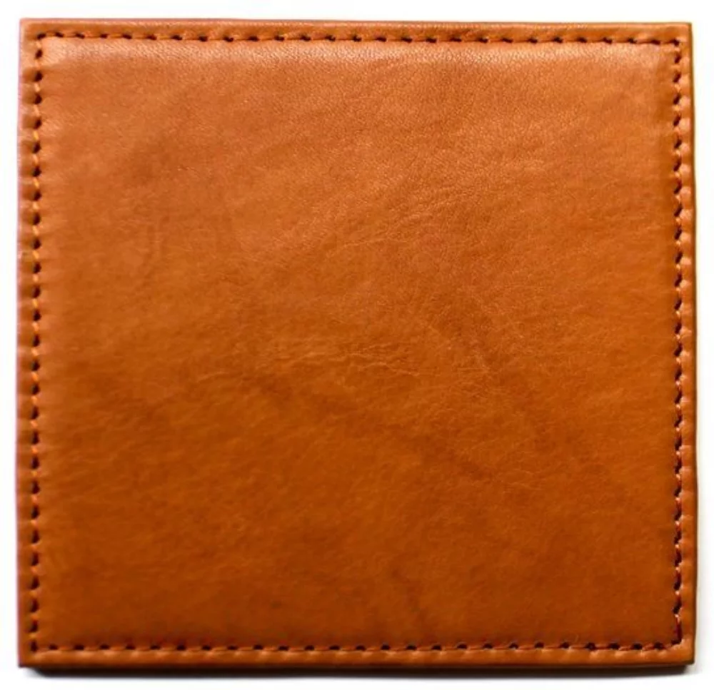 Ashlin® Designer Stratford British Tan Tuscany Leather Executive Square Coaster