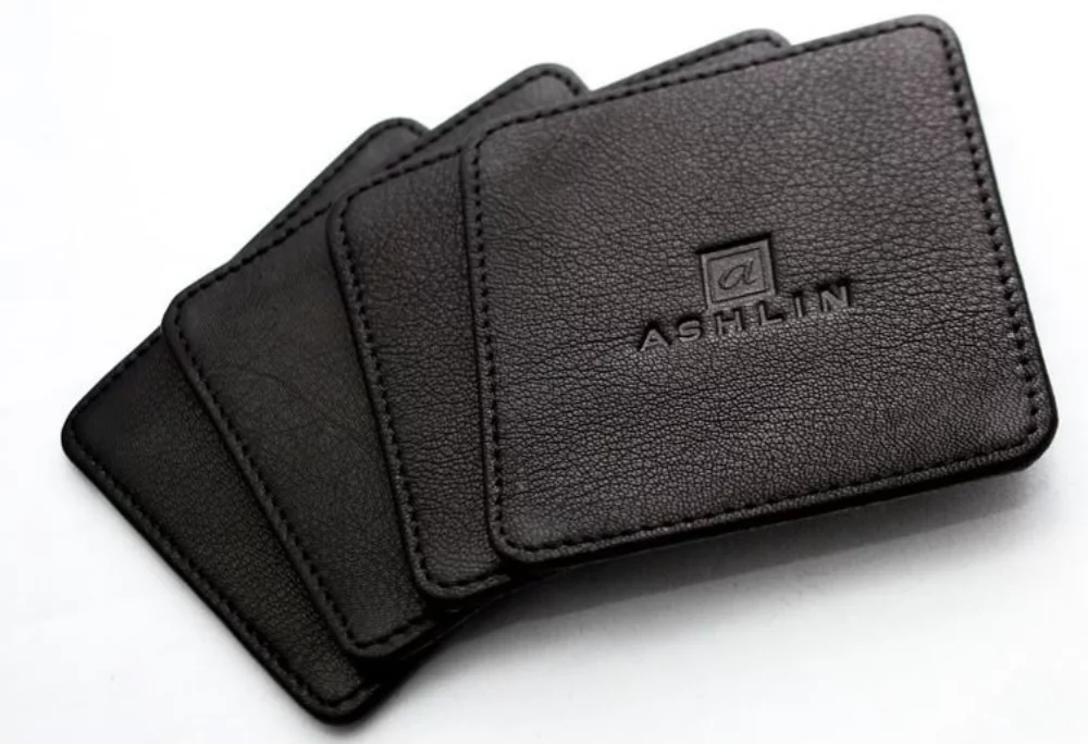 Ashlin® Designer Midnight Black Goldberg Set of 4 Square Coasters