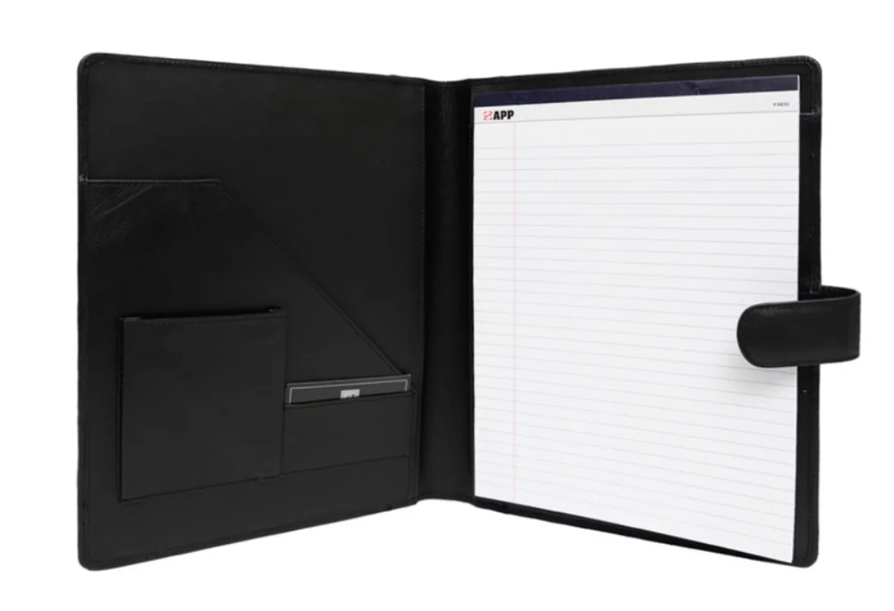 Portfolio Tuscany Bernadino noir minuit de designer Ashlin® avec bloc-notes de format lettre