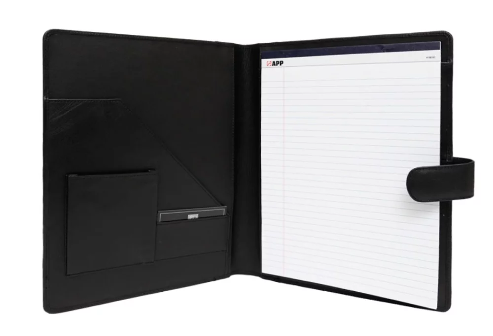 Portfolio végétalien Ashlin® Designer Midnight Black Bernadino avec bloc-notes de format lettre