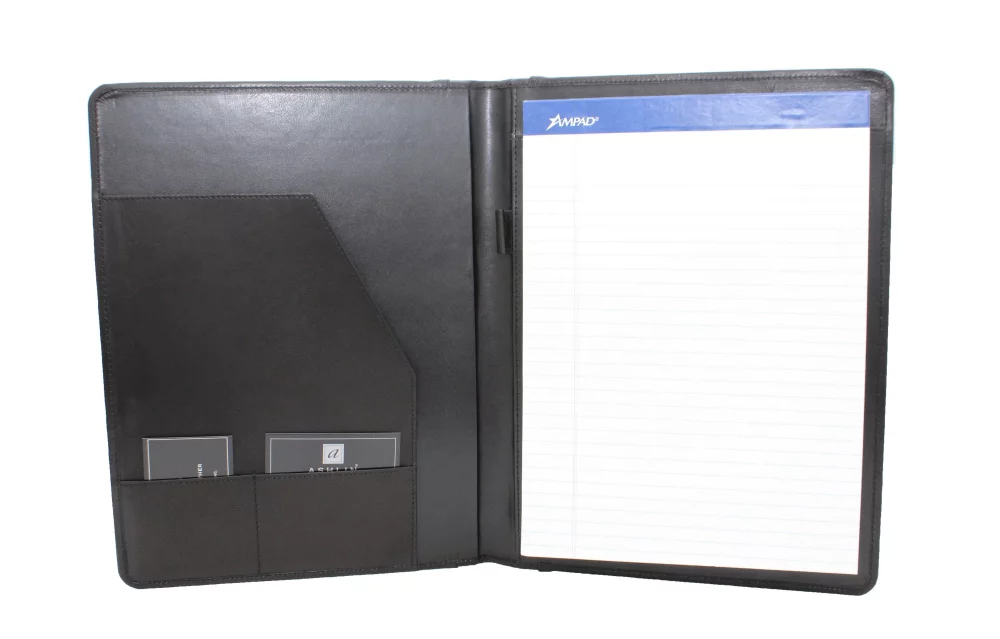 Étui à rabat Ashlin® Designer Midnight Black Raferty Georgio Napa avec bloc-notes
