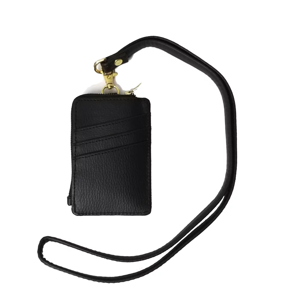 Porte-badges Ashlin® Designer Midnight Black Aulora avec fermeture éclair et lanière