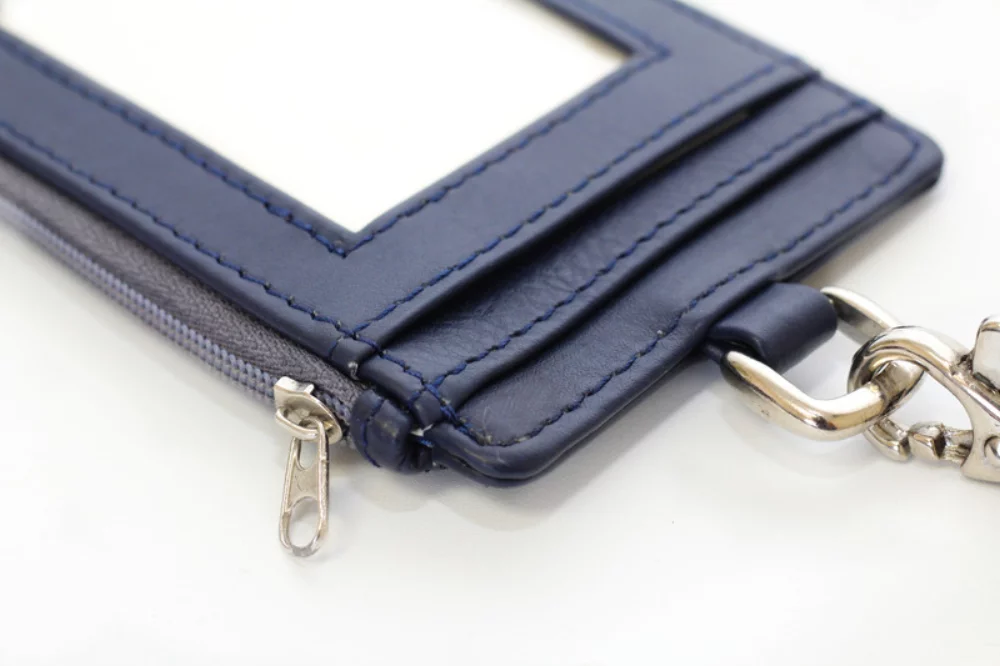 Ashlin® Designer Navy Blue Aulora Vegan Zippered Case w/Lanyard