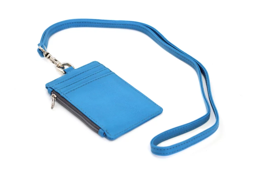 Ashlin® Designer Cerulean Blue Aulora Vegan Zippered Case w/Lanyard
