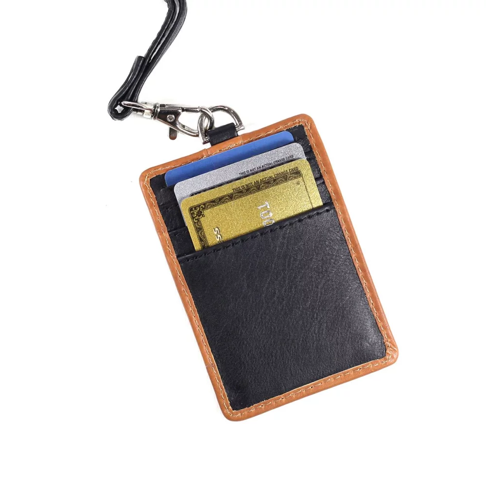 Porte-badge Ashlin® Designer noir/brun Benita + Lanière