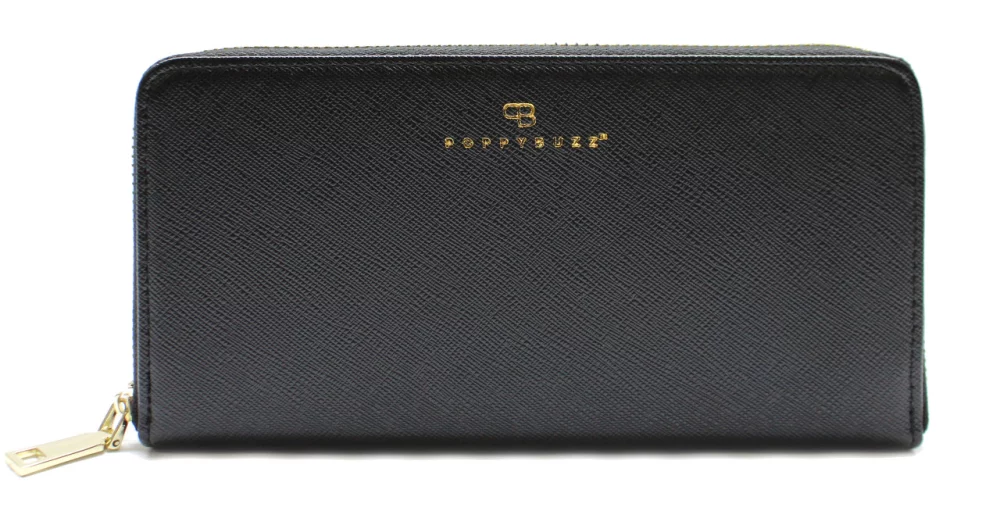 PoppyBuzz™ Designer Ladies Midnight Black Katey Zip Around Wallet