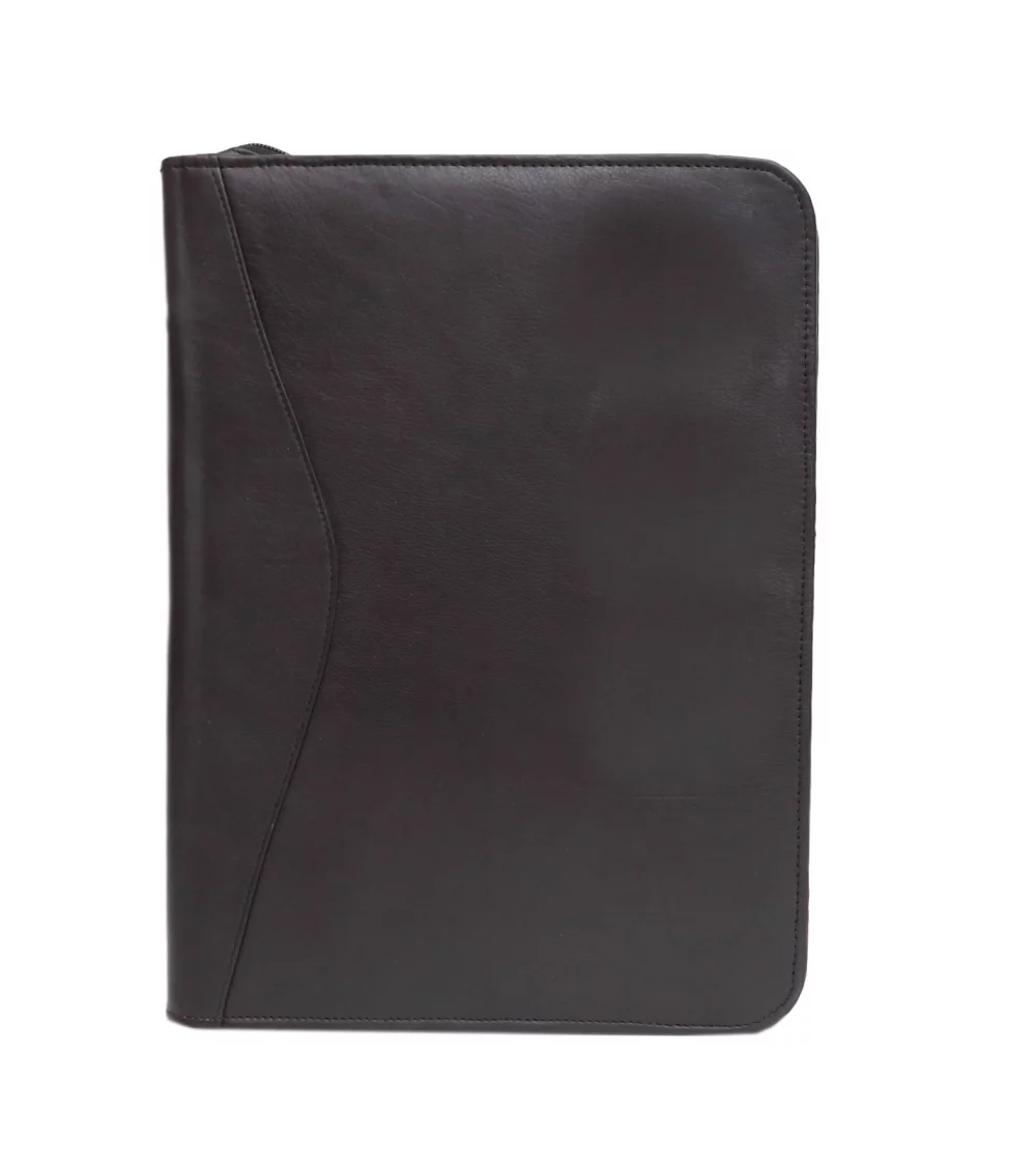 Portfolio zippé en cuir de vachette Tuscany Copperfield de designer Ashlin® avec poche intérieure à soufflet