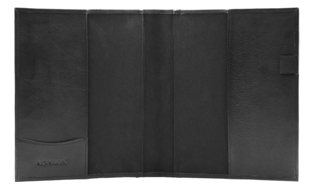 Ashlin® Designer Peterborough Midnight Black Refillable Cover w/Journal, Pocket & Pen Loop