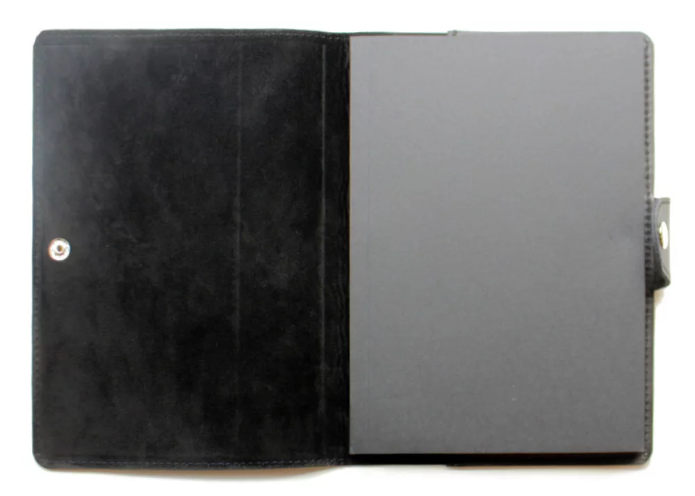 Journal en cuir noir minuit de taille moyenne Ashlin® Designer Porchia avec fermeture à bouton-pression