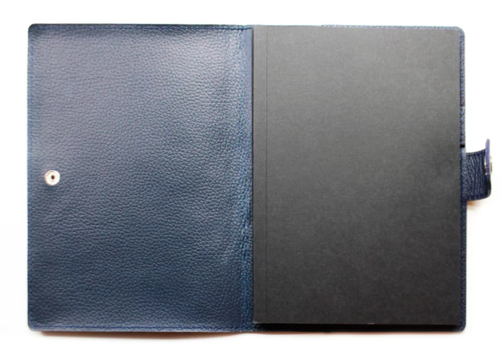 Ashlin® Designer Porchia Navy Blue Medium Leather Journal w/Snap Closure