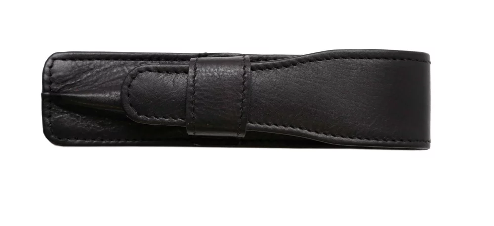 Étui à stylo à rabat unique Ashlin® Designer Carrara Midnight Black avec boucle