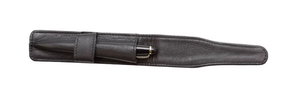 Étui à stylo à rabat unique Ashlin® Designer Carrara Midnight Black avec boucle