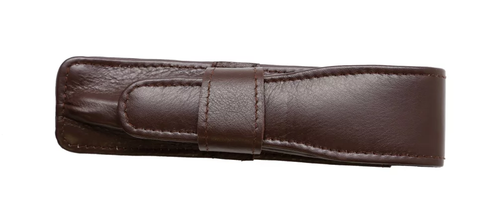 Étui à stylo à rabat unique Ashlin® Designer Carrara Expresso Brown avec boucle