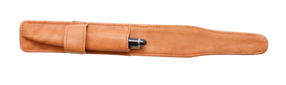 Étui à stylo à rabat unique Ashlin® Designer Carrara British Tan avec boucle