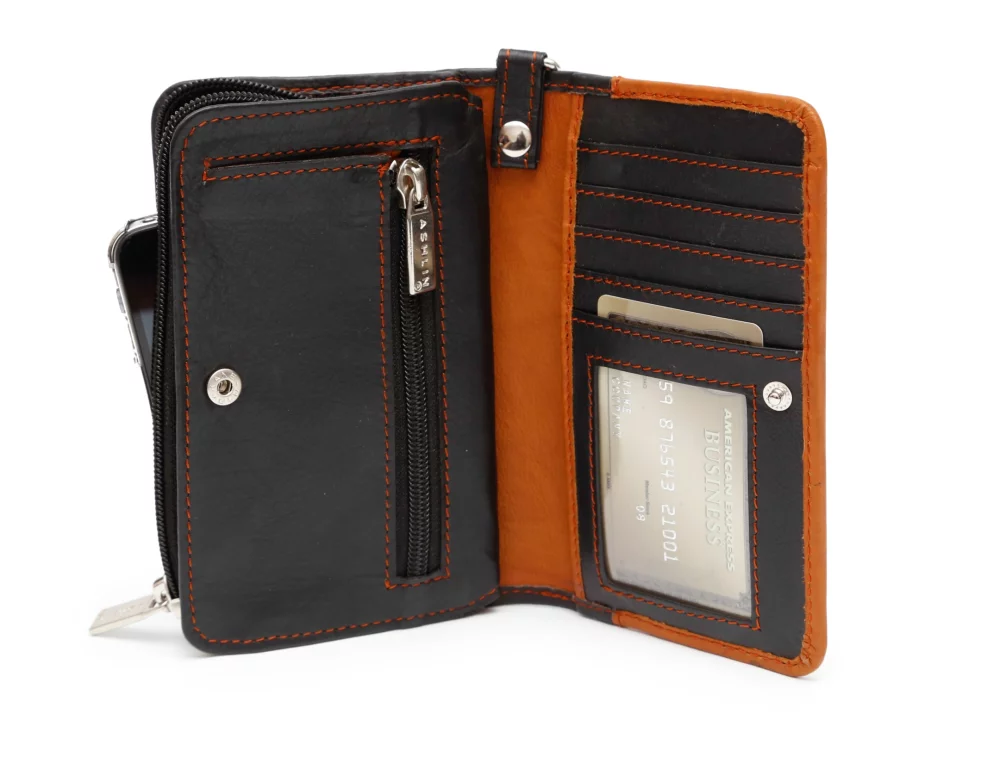 Ashlin® Designer Vita Black/Tan Smart Phone Wristlet