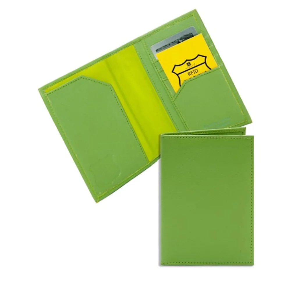 Portefeuille de passeport Ashlin® Designer Amsterdam Lime Green avec blocage RFID