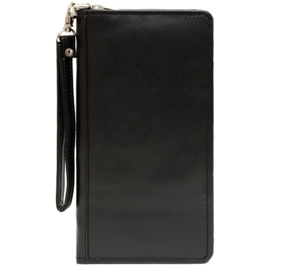 Portefeuille de voyage en cuir végétalien zippé Ashlin® Designer Monaco avec blocage RFID
